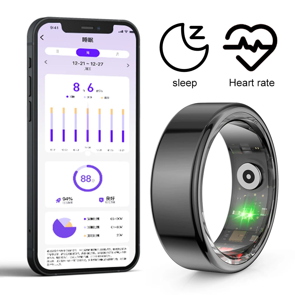 2024 R02 Smart Ring: Multifunctional Health Tracker with Step Count, Heart Rate, Blood Oxygen Monitoring, and Sleep Analysis - Waterproof Design for Men and Women