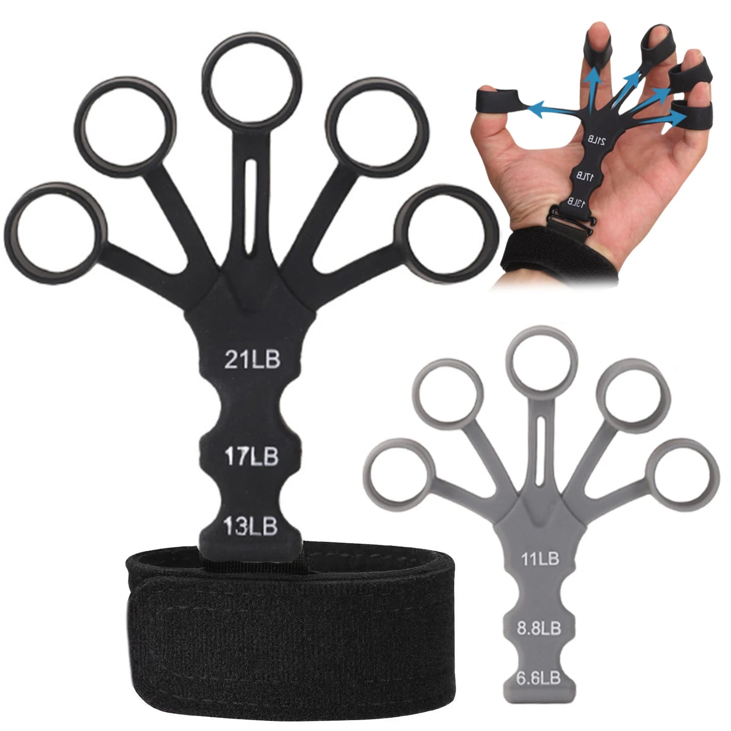 Silicone Grip Training and Exercise Finger Stretcher for Hand Strengthening and Arthritis Relief