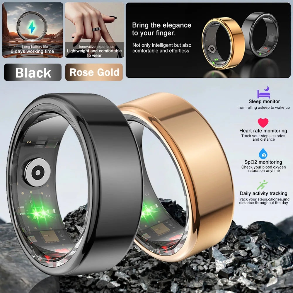 2024 R02 Smart Ring: Multifunctional Health Tracker with Step Count, Heart Rate, Blood Oxygen Monitoring, and Sleep Analysis - Waterproof Design for Men and Women