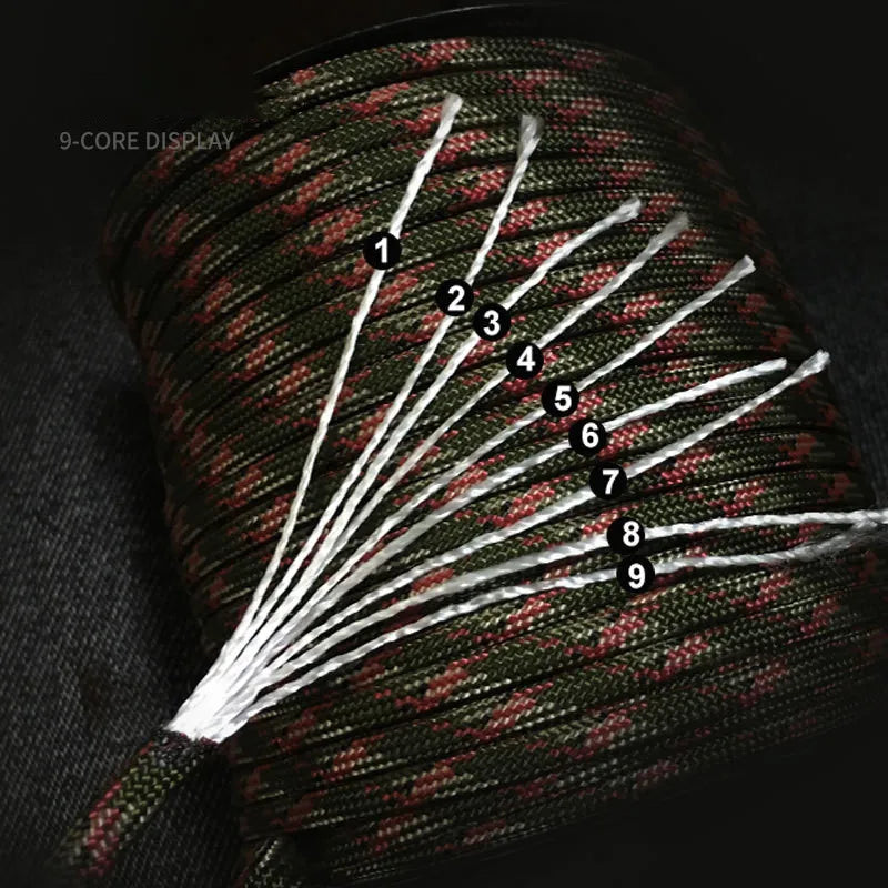 100M Military-Grade 550 Paracord - 9-Core 4mm Outdoor Survival and Camping Utility Rope