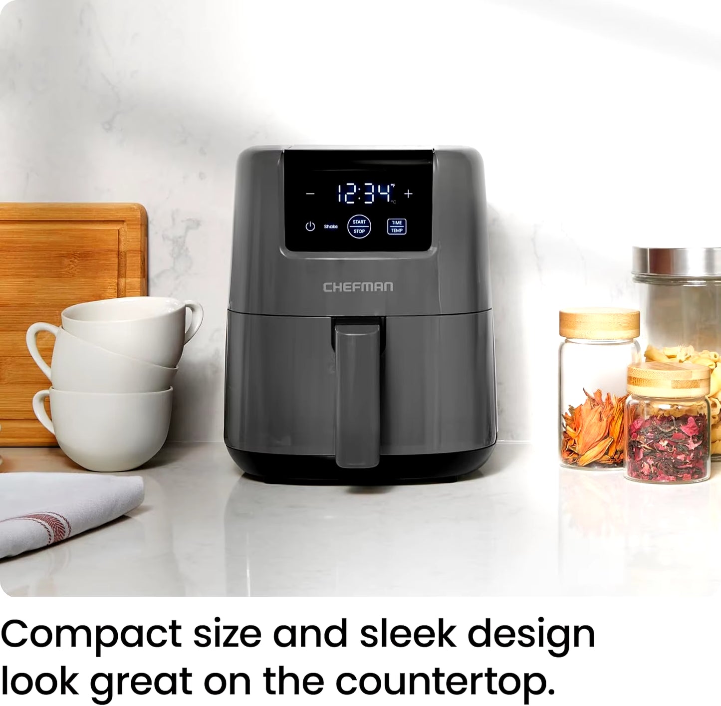 2Qt Mini Air Fryer Digital Space-Saving Compact Air Fryer with Nonstick and Dishwasher Safe Basket Quick & Easy Meals in Minutes
