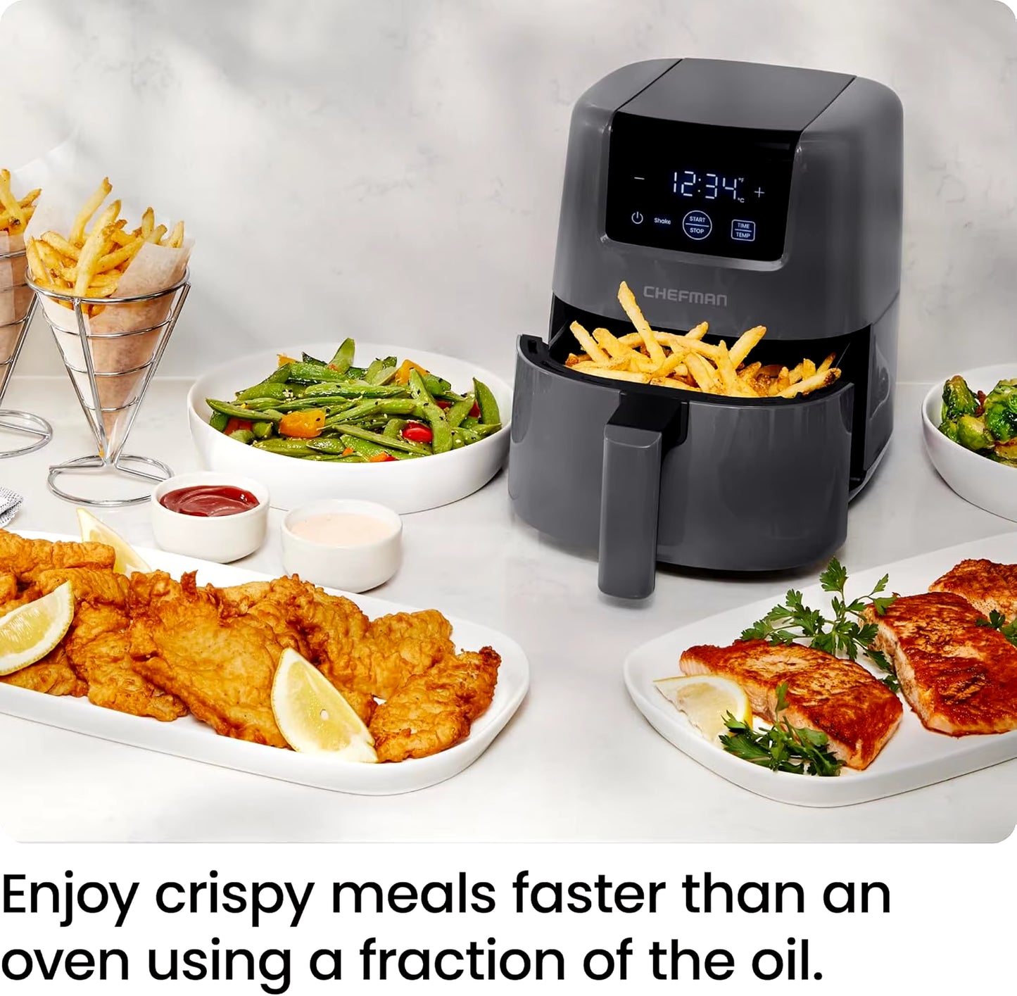 2Qt Mini Air Fryer Digital Space-Saving Compact Air Fryer with Nonstick and Dishwasher Safe Basket Quick & Easy Meals in Minutes