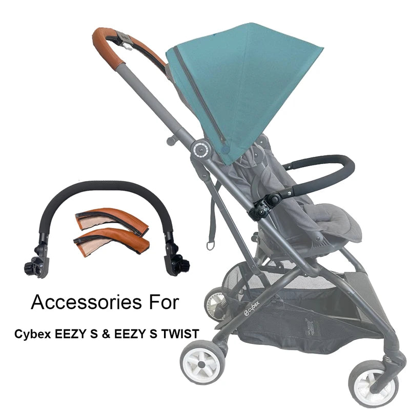 Baby Stroller Bumper Bars and PU Leather Cover for Cybex EEZY S & EEZY S TWIST Strollers, Baby Stroller Accessories for Cybex