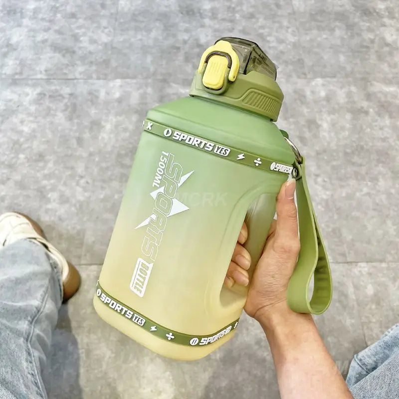 Portable 1.5-Liter Silicone Sports Water Bottle with Straw - Wholesale Bulk Option