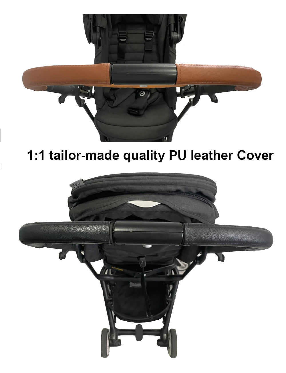 Baby Stroller Bumper Bars and PU Leather Cover for Cybex EEZY S & EEZY S TWIST Strollers, Baby Stroller Accessories for Cybex