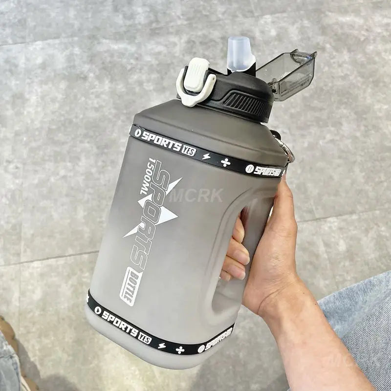 Portable 1.5-Liter Silicone Sports Water Bottle with Straw - Wholesale Bulk Option