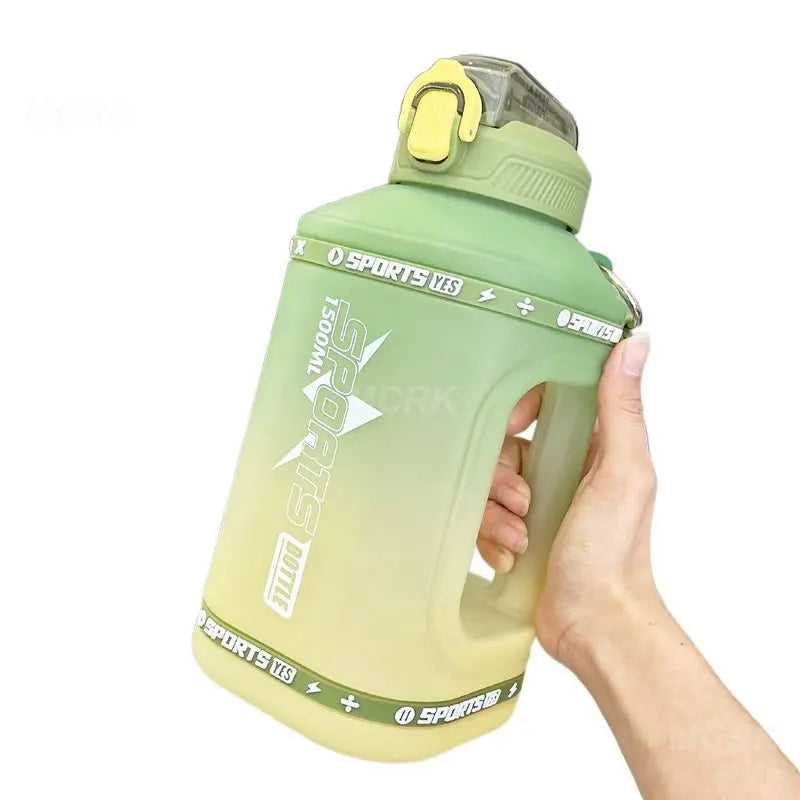 Portable 1.5-Liter Silicone Sports Water Bottle with Straw - Wholesale Bulk Option