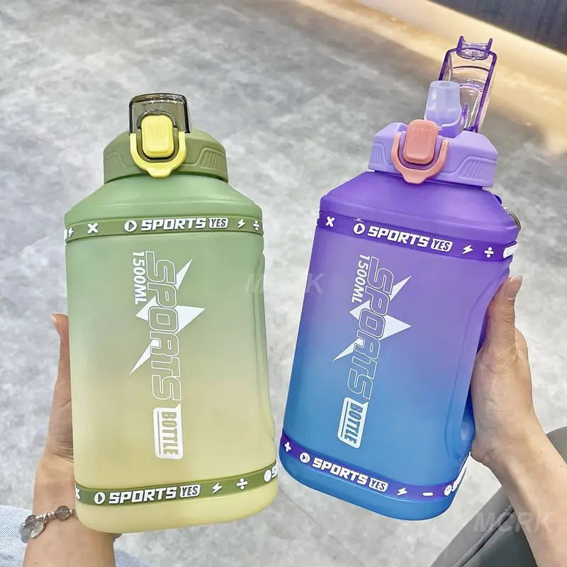 Portable 1.5-Liter Silicone Sports Water Bottle with Straw - Wholesale Bulk Option