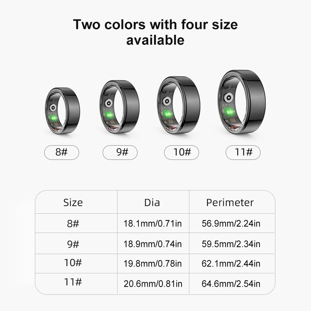 2024 R02 Smart Ring: Multifunctional Health Tracker with Step Count, Heart Rate, Blood Oxygen Monitoring, and Sleep Analysis - Waterproof Design for Men and Women