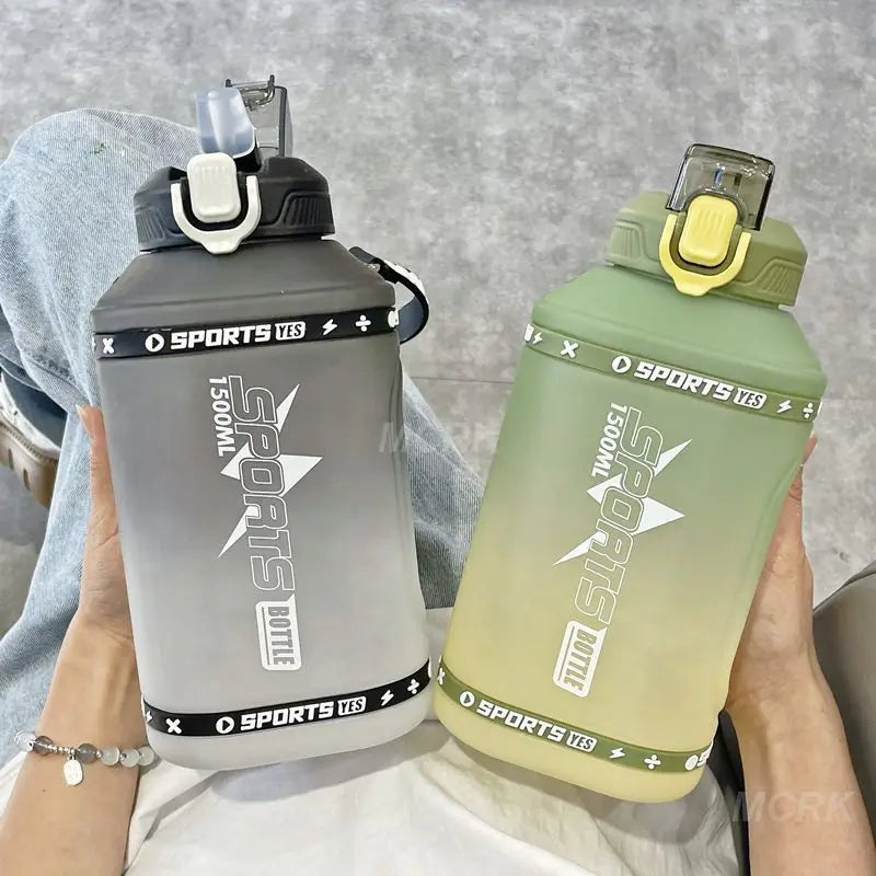 Portable 1.5-Liter Silicone Sports Water Bottle with Straw - Wholesale Bulk Option